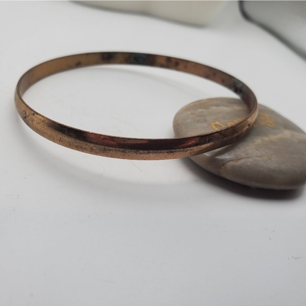 Copper gold toned bracelet bangle rounded jewelry gift for her